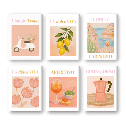 "Pink Dolce Vita" – Paint by Numbers Set of 6 Mini Canvases - the 6 mini canvases