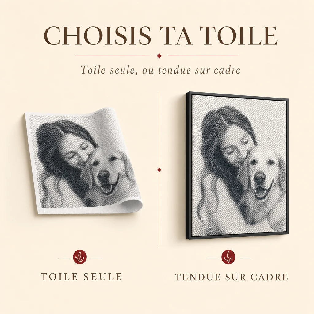 Choisis ta toile : toile seule ou tendue sur cadre