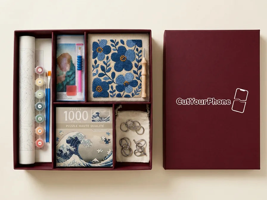 The Anti-Scroll Kit, box open with all crafts inside