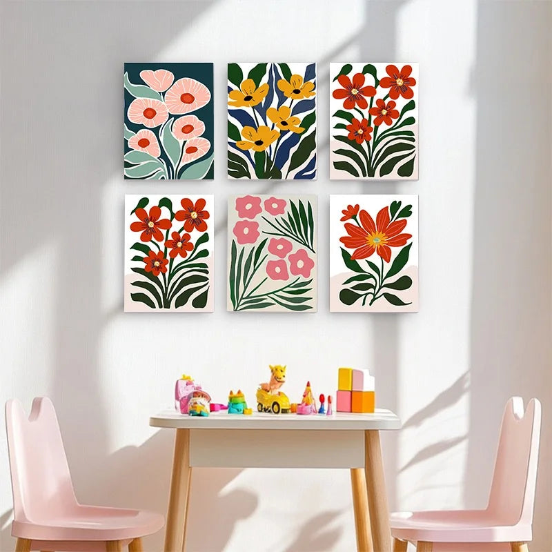 Wild Botanicals mini paintings on a wall