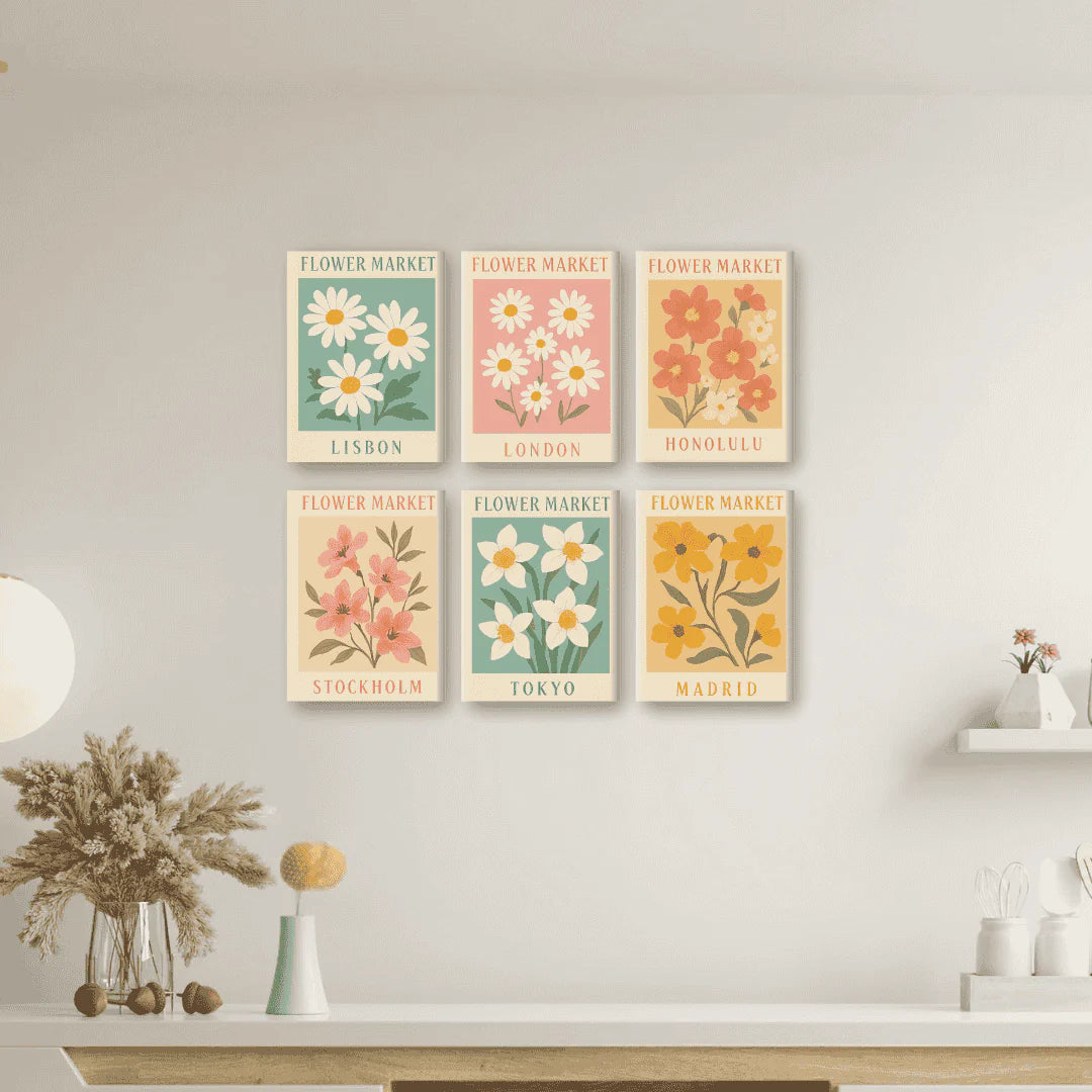 Flower Market set on a wall