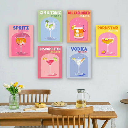 Retro Cocktails set on a wall
