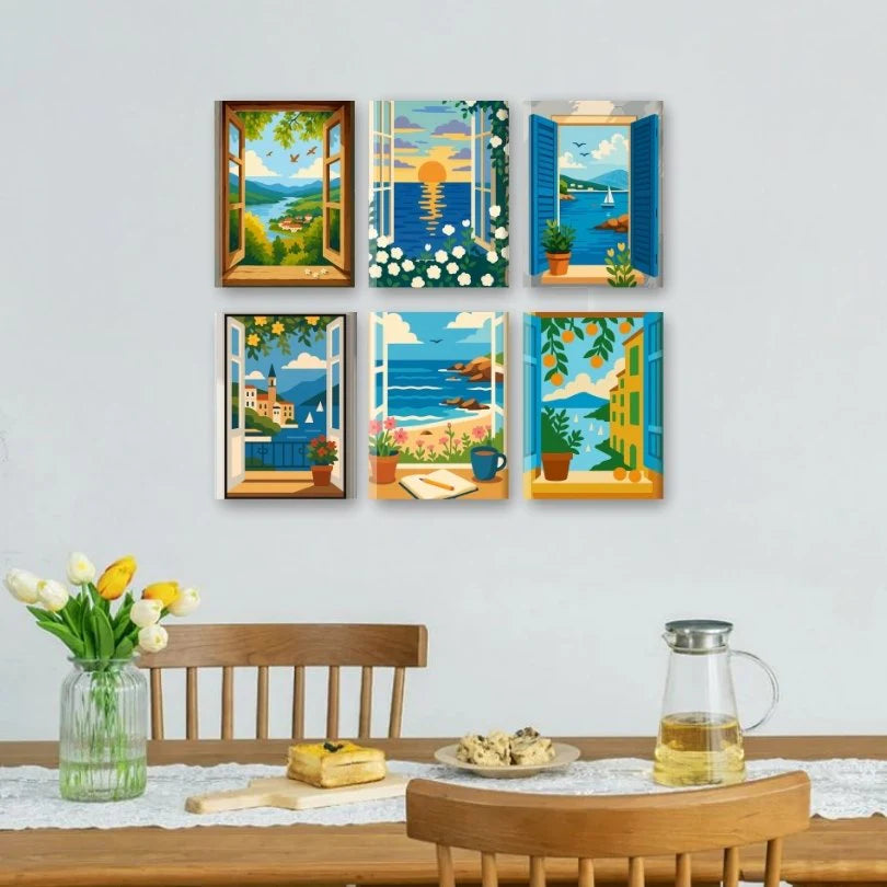 Seaside Windows set on a wall