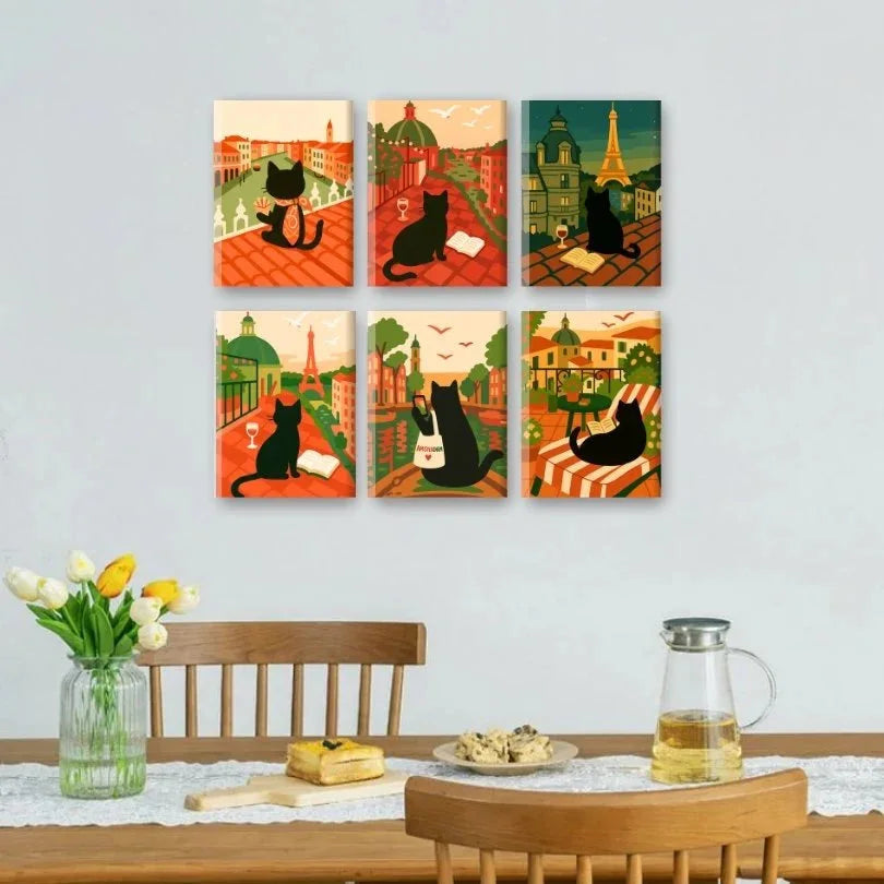 Travelling Cat set on a wall