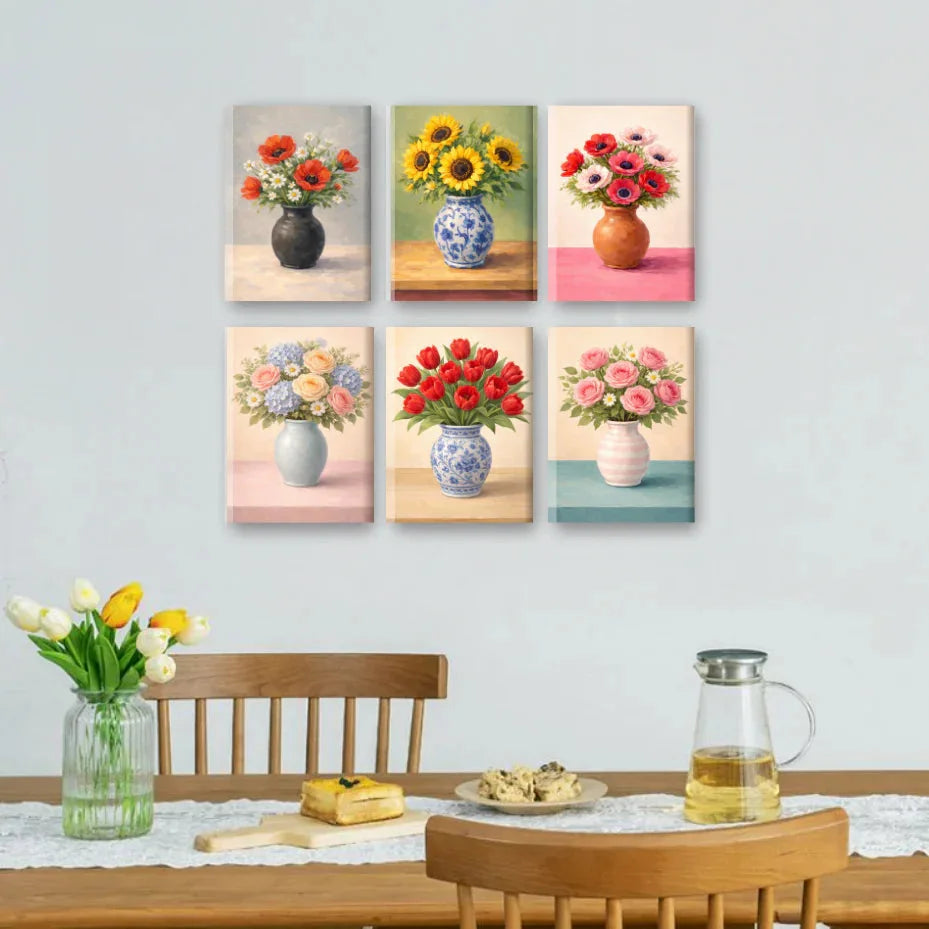 Vintage Vases set on a wall
