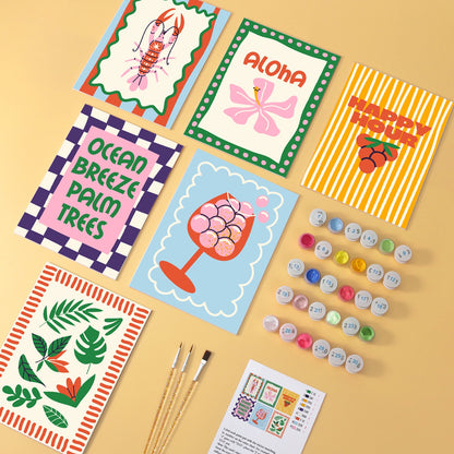 Aloha Club wooden paint by numbers set of 6 mini boards