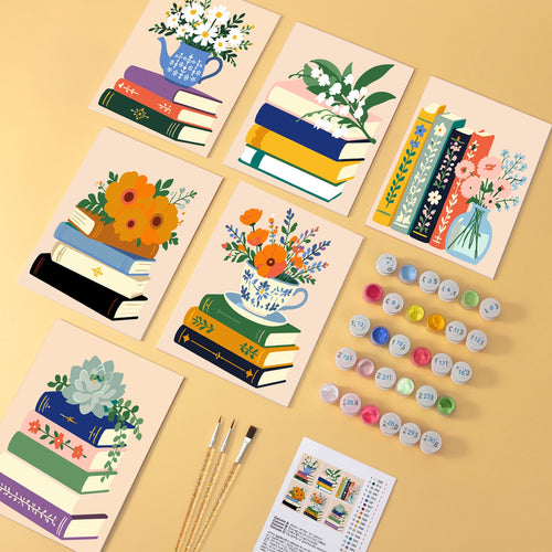 Book Garden wooden paint by numbers set of 6 mini boards