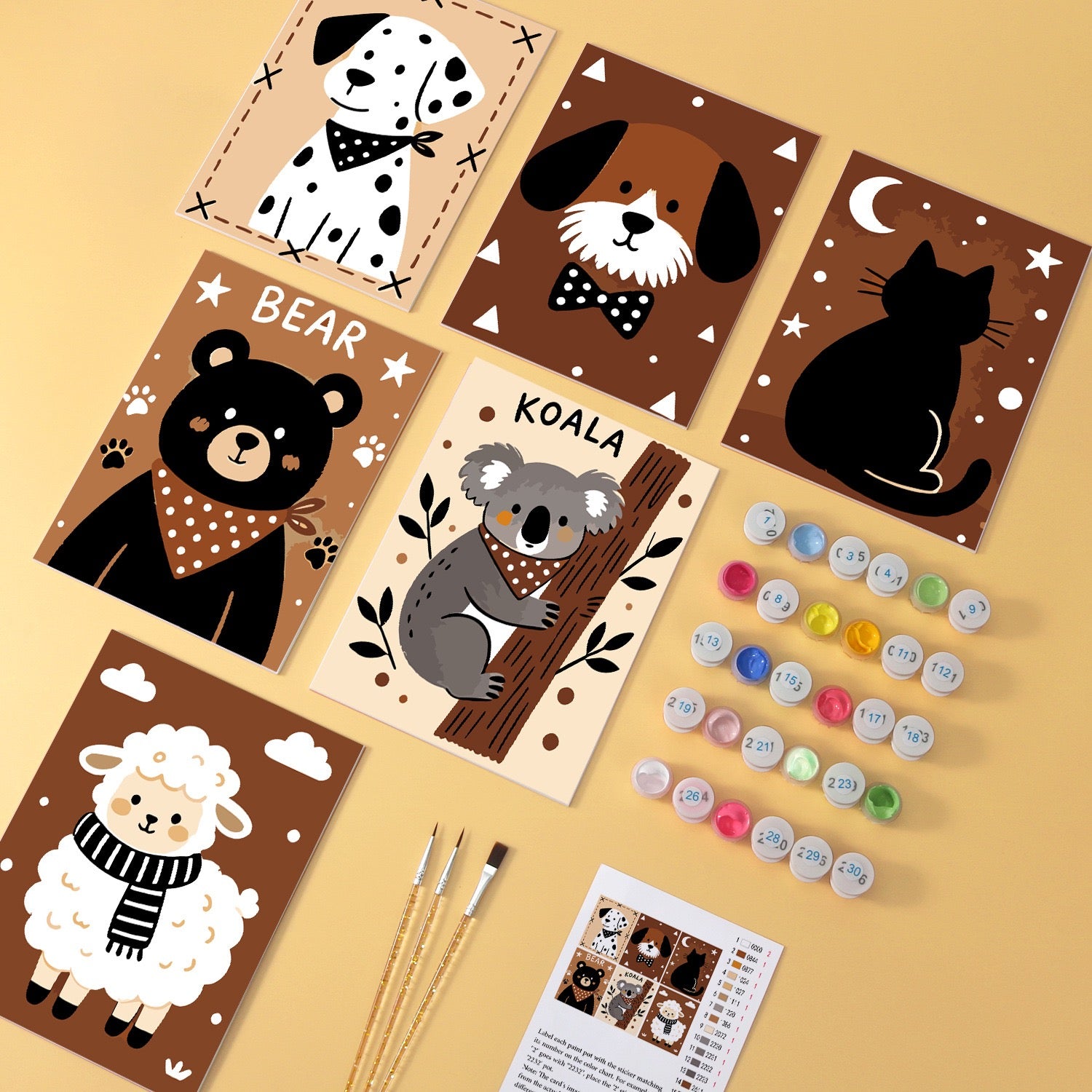 Cocoa Friends wooden paint by numbers set of 6 mini boards