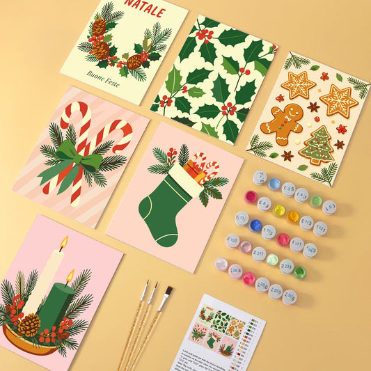 Cosy Noel wooden paint by numbers set of 6 mini boards