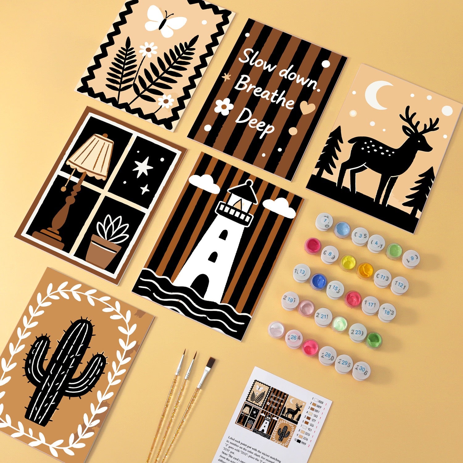 Desert Nights wooden paint by numbers set of 6 mini boards