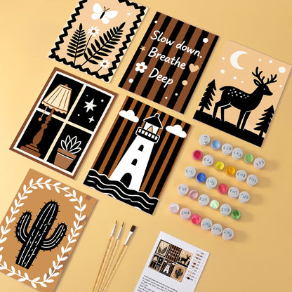 Desert Nights wooden paint by numbers set of 6 mini boards