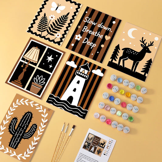 Desert Nights wooden paint by numbers set of 6 mini boards
