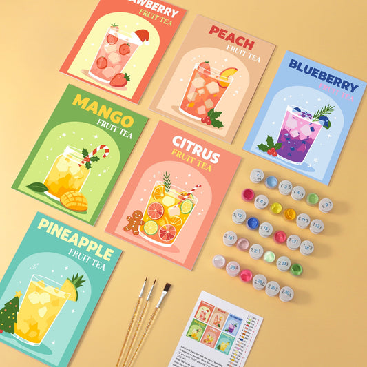Fruit Tea Bar wooden paint by numbers set of 6 mini boards