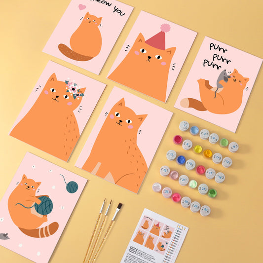 Ginger Purrs wooden paint by numbers set of 6 mini boards