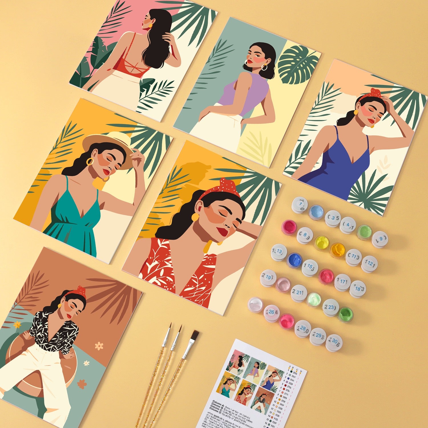 Golden Hour Muses wooden paint by numbers set of 6 mini boards