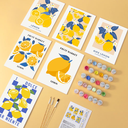 Lemon Grove wooden paint by numbers set of 6 mini boards