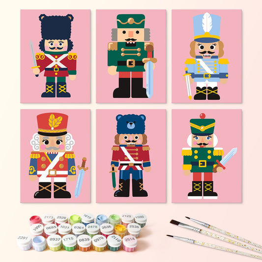 Nutcracker Parade wooden paint by numbers set of 6 mini boards