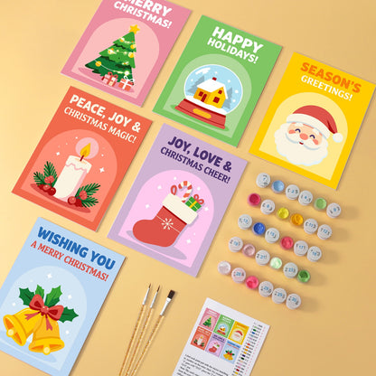 Santa Wishes wooden paint by numbers set of 6 mini boards